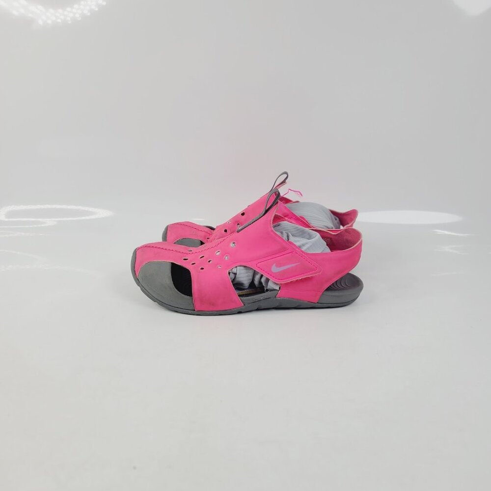 Nike Girl's‎ Pink Gray Sunray Protect II Close Toe Casual Sports Sandal Size 2Y - Picture 2 of 7